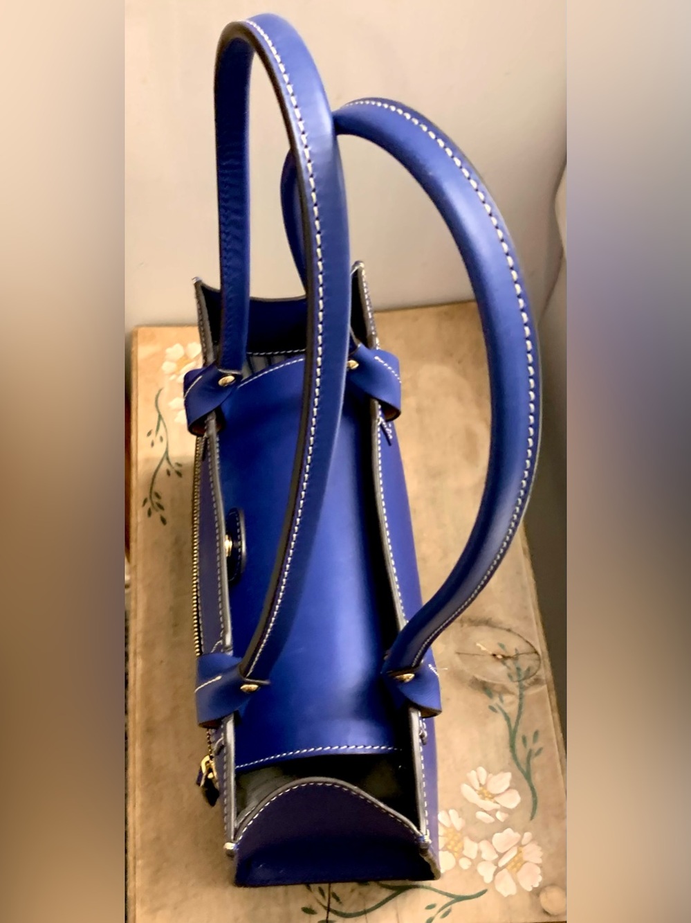 Dooney & Bourke Blue Leather Tote with Front Zip Pocket - Picture 13 of 16